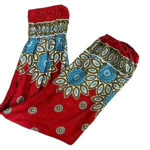 Sunflower Rayon Boho Mandala Print Smocked Waist Pants Free Size